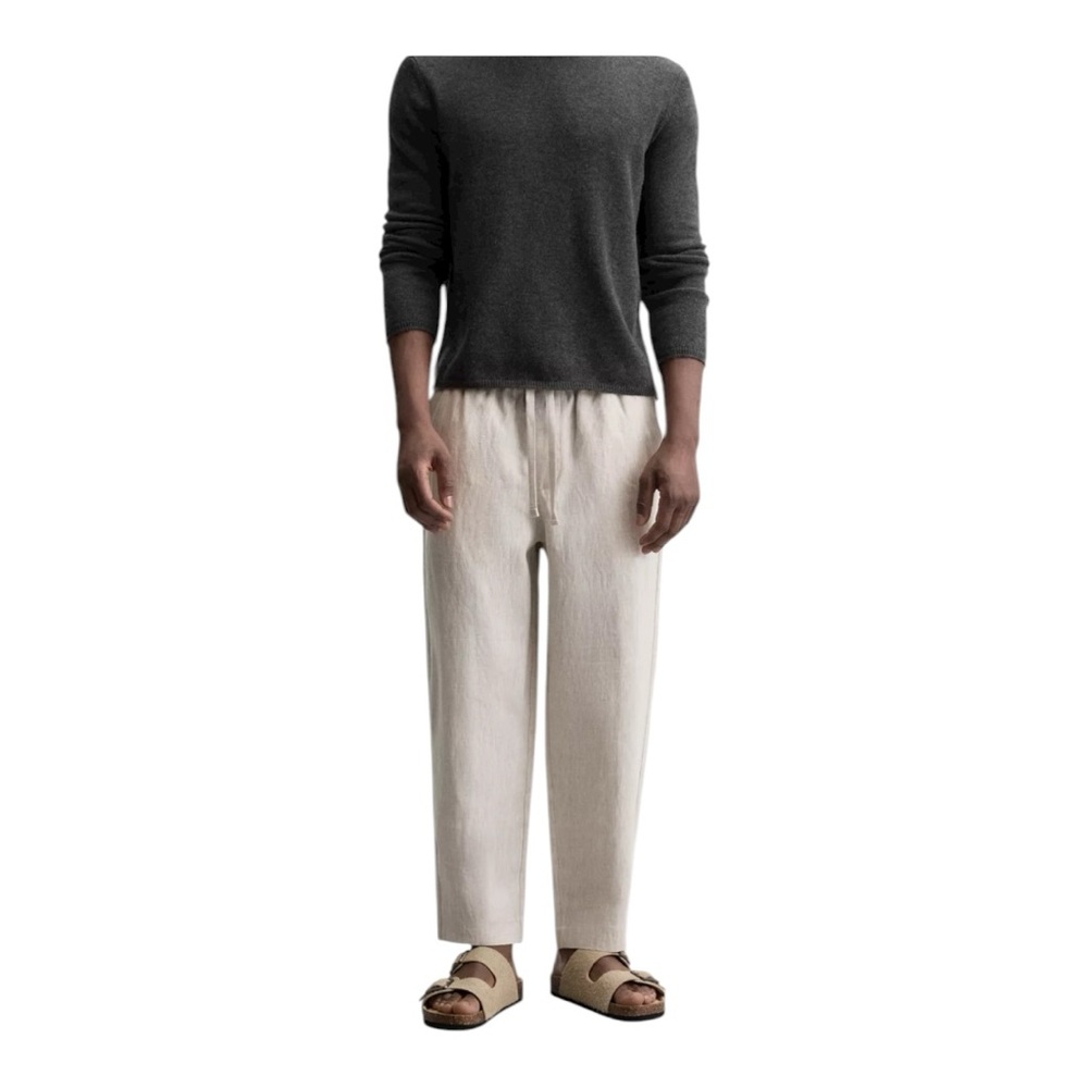 Zara 100% beige linen pants